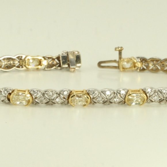 2 Tone Gold Millenial Sunrise Link Bracelet 5.41 Ct J K G H C22000042 - Picture 1 of 5